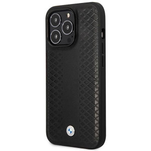 Оригинален гръб от еко кожа BMW Leather Diamond MagSafe BMHMP14L22RFGK - iPhone 14 Pro черен - Img 2