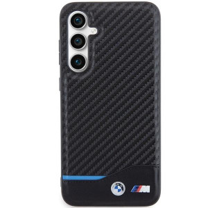 Оригинален гръб от естествена и еко кожа BMW Leather Carbon BMHCS23FE22NBCK - Samsung Galaxy S23 FE черен - Img 3