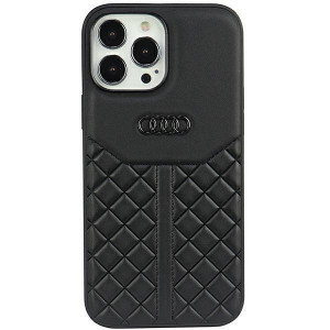 Оригинален гръб от естествена кожа AUDI Genuine Leather AU-TPUPCIP13P-Q8 / D1-BK - iPhone 13 Pro черен - Img 1