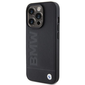 Оригинален гръб от естествена кожа BMW Leather Hot Stamp MagSafe - iPhone 15 Pro черен - Img 2