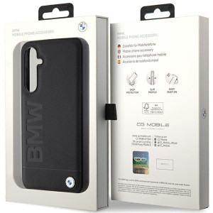 Оригинален гръб от естествена кожа BMW Leather Hot Stamp BMHCS23FESLLBK - Samsung Galaxy S23 FE черен - Img 7