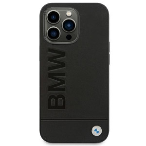Оригинален гръб от естествена кожа BMW Leather Stamp BMHCP14XSLLBK - iPhone 14 Pro Max черен - Img 3