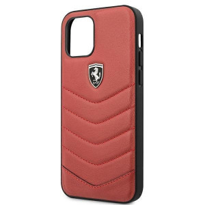 Оригинален гръб от естествена кожа FERRARI Off Track Quilted FEHQUHCP12MRE - iPhone 12 / 12 Pro червен - Img 6