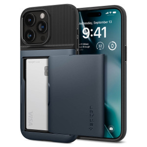 Оригинален гръб със слот за карта SPIGEN Slim Armor CS - iPhone 15 Pro Max син - Img 1