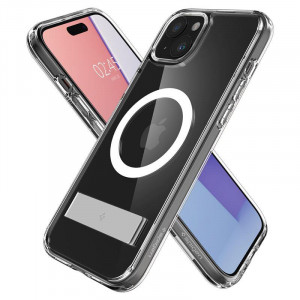 Оригинален гръб със стойка SPIGEN Ultra Hybrid S MagSafe - iPhone 15 кристалнопрозрачен - Img 13