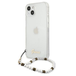 Оригинален гръб с гривна GUESS White Pearl GUHCP13mkPSWH - iPhone 13 прозрачен - Img 2