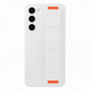 Оригинален гръб с лентов държач SAMSUNG Silicone Grip (EF-GS916TWEGWW) - Samsung Galaxy S23+ бял - Img 1