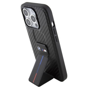 Оригинален гръб BMW Grip Stand Smooth & Carbon - iPhone 15 Pro черен - Img 2