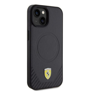 Оригинален гръб FERRARI Carbon Metal Logo MagSafe FEHMP15SPTEK - iPhone 15 черен - Img 4