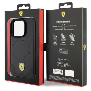 Оригинален гръб FERRARI Carbon Metal Logo MagSafe - iPhone 15 Pro черен - Img 8