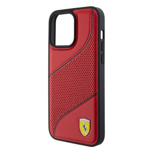 Оригинален гръб FERRARI Perforated Waves Metal Logo - iPhone 15 Pro Max червен - Img 6