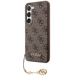 Оригинален гръб GUESS 4G Charms GUHCS23MGF4GBR - Samsung Galaxy S23+ кафяв - Img 2