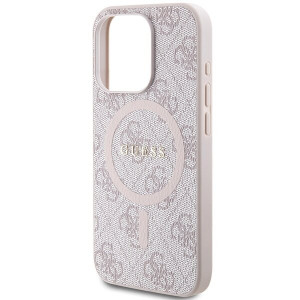 Оригинален гръб GUESS 4G Collection Leather Metal Logo MagSafe - iPhone 15 Pro розов - Img 6