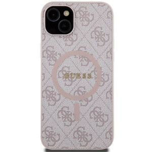 Оригинален гръб GUESS 4G Collection Leather Metal Logo MagSafe - iPhone 15 Plus / 14 Plus розов - Img 3