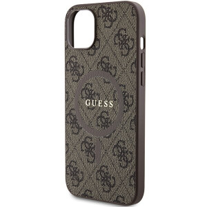 Оригинален гръб GUESS 4G Collection Leather Metal Logo MagSafe - iPhone 15 Plus / 14 Plus кафяв - Img 6