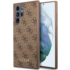 Оригинален гръб GUESS 4G Metal Gold Logo GUHCS23LG4GFBR - Samsung Galaxy S23 Ultra кафяв - Img 1