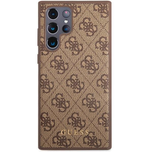 Оригинален гръб GUESS 4G Metal Gold Logo GUHCS23LG4GFBR - Samsung Galaxy S23 Ultra кафяв - Img 3