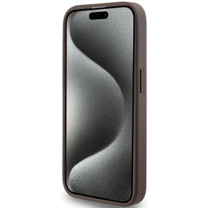 Оригинален гръб GUESS 4G Metal Gold Logo - iPhone 15 Pro кафяв - Img 5