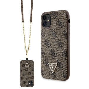 Оригинален гръб GUESS 4G Metal Logo с презрамка GUHCN61P4TDSCPW - iPhone 11 кафяв - Img 1