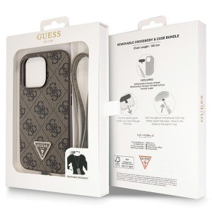 Оригинален гръб GUESS 4G Metal Logo с презрамка GUHCP13XP4TDSCPW - iPhone 13 Pro Max кафяв - Img 9