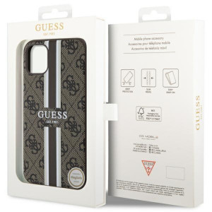 Оригинален гръб GUESS 4G Printed Stripe MagSafe GUHMN61P4RPSW - iPhone 11 кафяв - Img 8