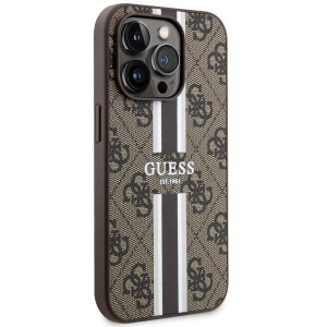Оригинален гръб GUESS 4G Printed Stripe MagSafe GUHMP14XP4RPSW - iPhone 14 Pro Max кафяв - Img 4
