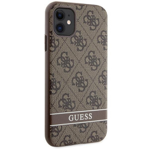 Оригинален гръб GUESS 4G Stripe GUHCN61P4SNW - iPhone 11 кафяв - Img 4