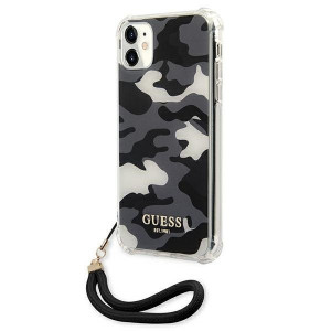 Оригинален гръб GUESS Camo GUHCN61KSARBK с връзка - iPhone 11 черен - Img 2