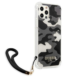 Оригинален гръб GUESS Camo GUHCP12MKSARBK с връзка - iPhone 12 / 12 Pro черен - Img 4