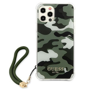 Оригинален гръб GUESS Camo GUHCP12MKSARKA с връзка - iPhone 12 / 12 Pro зелен / каки - Img 3