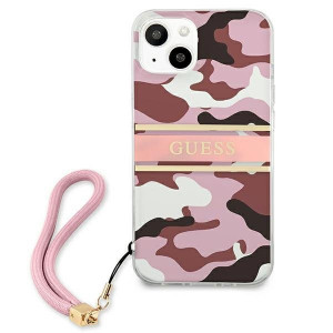 Оригинален гръб GUESS Camo GUHCP13mkCABPI с връзка - iPhone 13 розов - Img 3