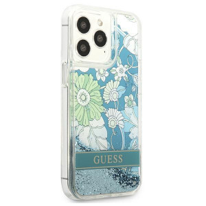 Оригинален гръб GUESS Flower Liquid Glitter GUHCP13LLFLSN - iPhone 13 Pro зелен - Img 4