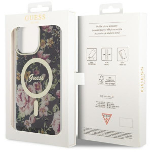 Оригинален гръб GUESS Flower MagSafe GUHMP14XHCFWSK - iPhone 14 Pro Max черен - Img 8