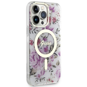 Оригинален гръб GUESS Flower MagSafe GUHMP14XHCFWST - iPhone 14 Pro Max прозрачен - Img 4