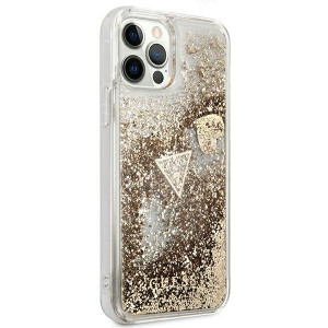 Оригинален гръб GUESS Glitter Charms GUOHCP12MGLHFLGO - iPhone 12 / 12 Pro златист - Img 4