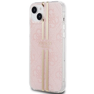 Оригинален гръб GUESS IML 4G Gold Stripe - iPhone 15 Plus / 14 Plus розов - Img 2