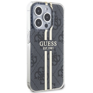 Оригинален гръб GUESS IML 4G Gold Stripe - iPhone 15 Pro Max черен - Img 4