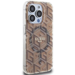 Оригинален гръб GUESS IML GCube MagSafe - iPhone 15 Pro кафяв - Img 4