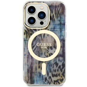 Оригинален гръб GUESS Leopard MagSafe GUHMP14LHLEOPWB - iPhone 14 Pro син - Img 3