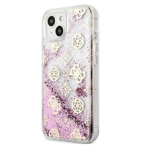 Оригинален гръб GUESS Peony Liquid Glitter GUHCP13SLGPEPI - iPhone 13 mini розов - Img 2