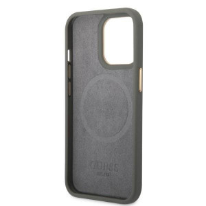 Оригинален гръб GUESS Peony Logo Plate MagSafe GUHMP13XSAPSTG - iPhone 13 Pro Max сив - Img 7
