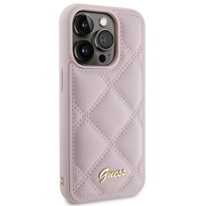 Оригинален гръб GUESS Quilted Metal Logo - iPhone 15 Pro розов - Img 4