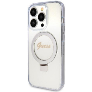 Оригинален гръб GUESS Ring Stand Script Glitter MagSafe - iPhone 15 Pro прозрачен - Img 2