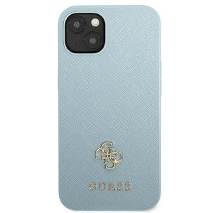 Оригинален гръб GUESS Saffiano 4G Small Metal Logo GUHCP13MPS4MB - iPhone 13 син - Img 3