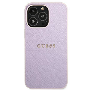 Оригинален гръб GUESS Saffiano Hot Stamp & Metal Logo GUHCP13LPSASBPU - iPhone 13 Pro лилав - Img 3