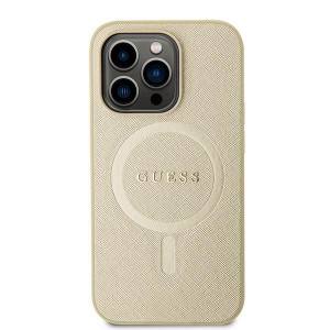 Оригинален гръб GUESS Saffiano MagSafe GUHMP15XPSAHMCB - iPhone 15 Pro Max златист - Img 3