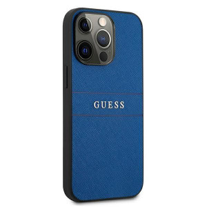 Оригинален гръб GUESS Saffiano Stripe GUHCP13LPSASBBL - iPhone 13 Pro син - Img 4