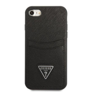 Оригинален гръб GUESS Saffiano Triangle Logo Cardslot GUHCI8PSATPK с външен джоб - iPhone 7 / 8 / SE (2nd gen) / SE (3rd gen) черен - Img 3