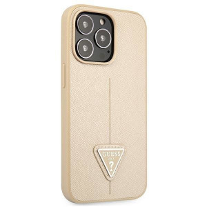 Оригинален гръб GUESS Saffiano Triangle Logo GUHCP13LPSATLE - iPhone 13 Pro бежов - Img 4
