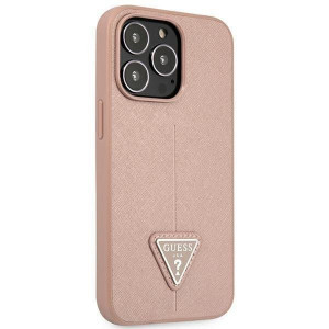 Оригинален гръб GUESS Saffiano Triangle Logo GUHCP14LPSATLP - iPhone 14 Pro розов - Img 4